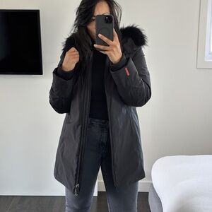 Prada Art. 28A217 Jacket Black Gore-Tex W/Fur Trim Hood - Parka Women's Sz 44❤️